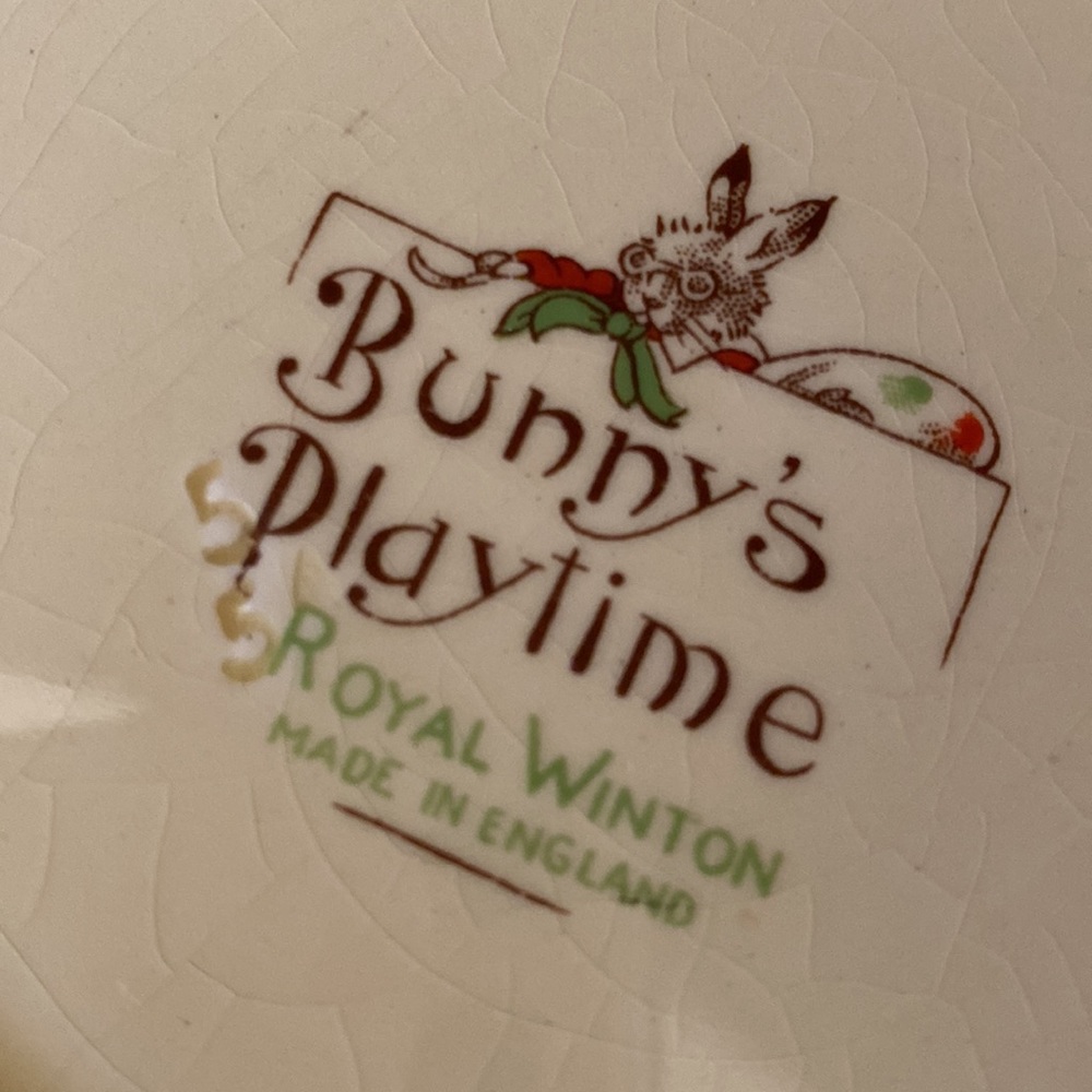 Rare VTG Royal Winton Bunny’s Playtime English China Cup/Plate Made in England - Picture 11 of 16